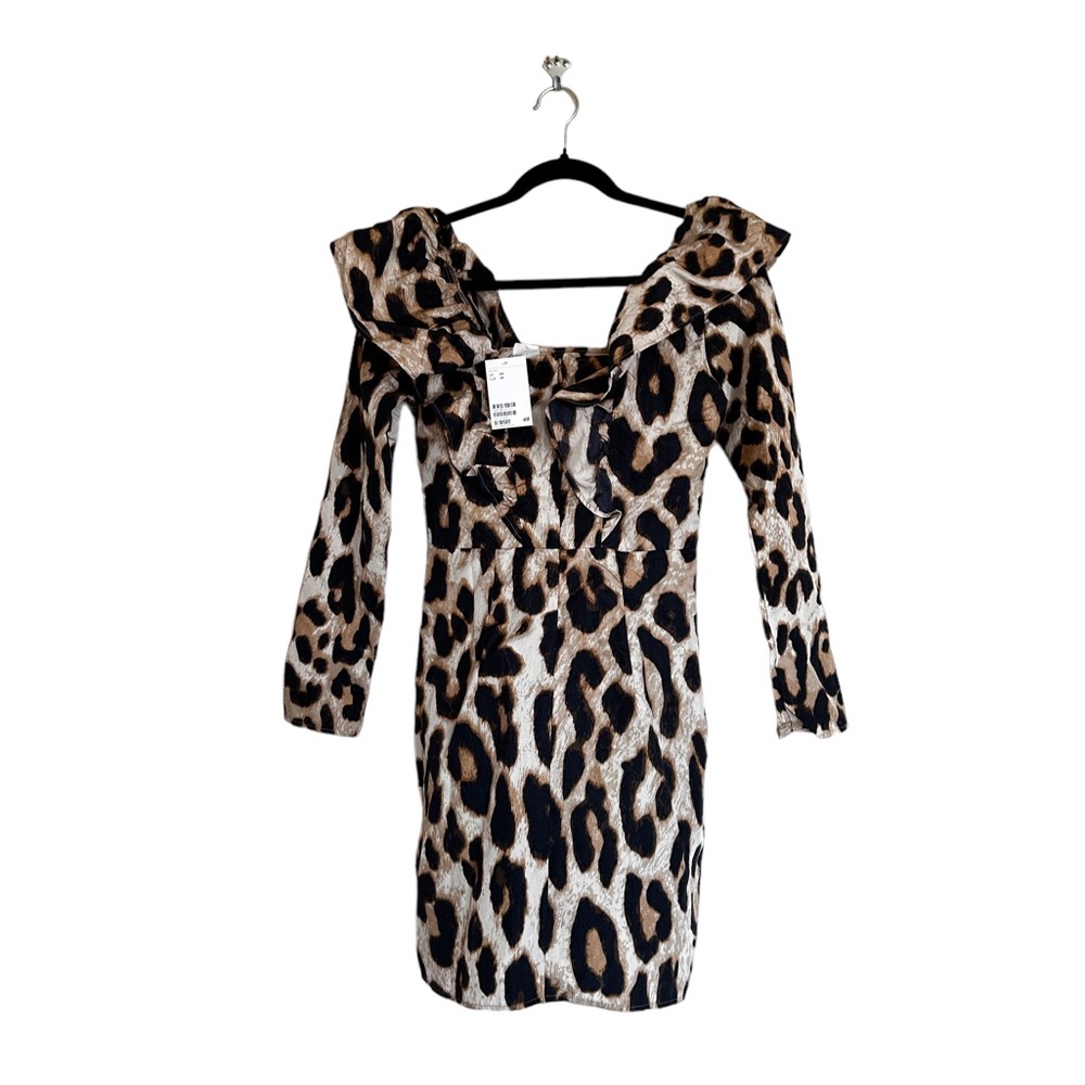 NWT Flounce-trimmed dress Animal Print XS - Picture 7 of 7
